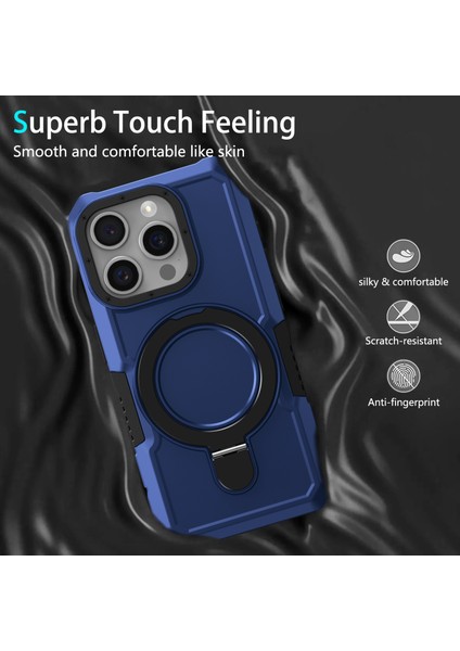 iPhone15 Pro Max Ring Kickstand Case Tpu+Pc Manyetik Telefon Kapak Sapfire (Yurt Dışından)