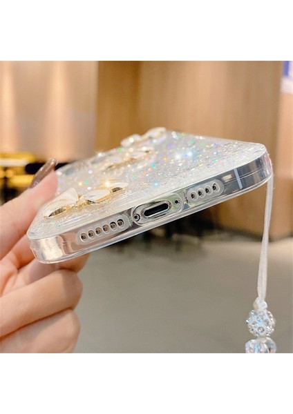 iPhone15 Pro Max Glittery Telefon Kılıfı Tpu Kelebek Rhinestone Dekor Kapağı Zincir-Mavi ile (Yurt Dışından) indirimleri