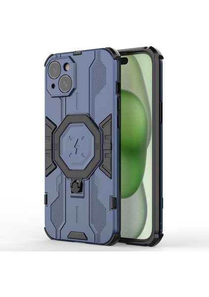 iPhone15 Plus Telefon Kapağı Kickstand Pc+Tpu Koruyucu Zırh Kasa Mavisi (Yurt Dışından)
