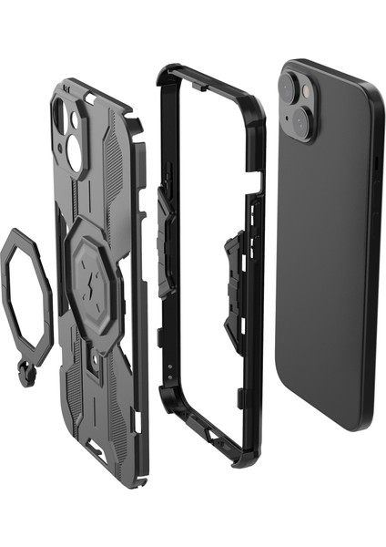 iPhone15 Plus Telefon Kapağı Kickstand Pc+Tpu Koruyucu Zırh Kasa Mavisi (Yurt Dışından)
