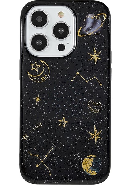 iPhone15 Pro Max Tpu Telefon Kılıfı Epoksi Tasarım Yıldız Gezegen Desen Yumuşak Telefon Kapağı Kabuk Black (Yurt Dışından)