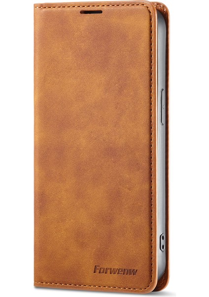 iPhone15 Pro Max Cilt Touch Pu Deri Manyetik Telefon Vaka Telefon Kapağı Cüzdan-Brown (Yurt Dışından)