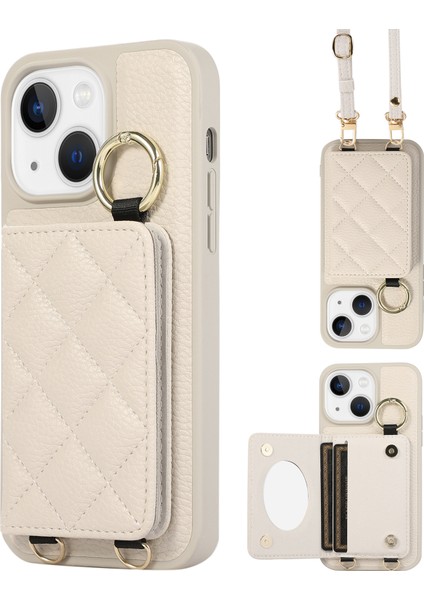 iPhone15 Plus Kılıf Kartı Yuvası Pu+Tpu Telefon Kapak-White Için Koruyucu Kılıf (Yurt Dışından)