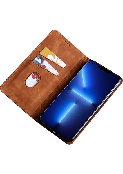 iPhone15 Manyetik Otomatik Ahmsored Deri Kart Tutucu Telefon Kılıfı Cilt-Touch Flip Stand Kapak-Işık Kahverengi (Yurt Dışından) indirimleri