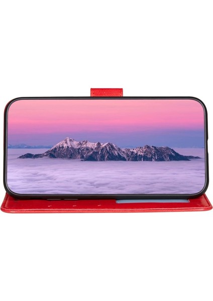 iPhone15 Pro Case Pu Deri Manyetik Kapatma Telefon Kapak-Kırmızı (Yurt Dışından)