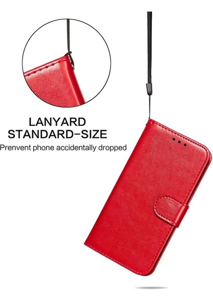 iPhone15 Pro Case Pu Deri Manyetik Kapatma Telefon Kapak-Kırmızı (Yurt Dışından)