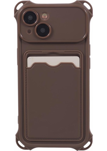 iPhone15 Plus Için Plus Tpu Case Four Corner Drop Kartı Kart Tutucu Kapağı (Hassas Kesim) -Brown (Yurt Dışından)