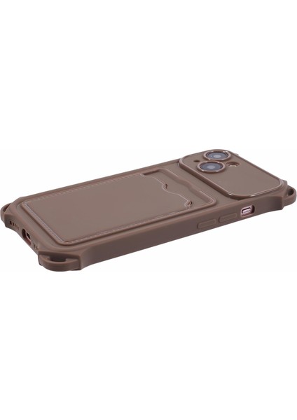 iPhone15 Plus Için Plus Tpu Case Four Corner Drop Kartı Kart Tutucu Kapağı (Hassas Kesim) -Brown (Yurt Dışından)