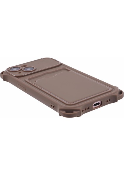 iPhone15 Plus Için Plus Tpu Case Four Corner Drop Kartı Kart Tutucu Kapağı (Hassas Kesim) -Brown (Yurt Dışından)