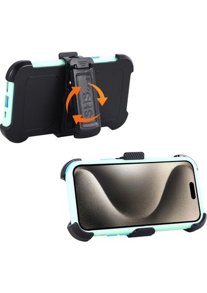 iPhone15 Plus Sağlam Koruyucu Kapak Tpu+Pc Kemer Klip Kickstand Telefon Kasası+Sky Mavi (Yurt Dışından)