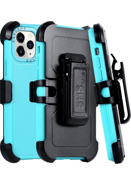 iPhone15 Plus Sağlam Koruyucu Kapak Tpu+Pc Kemer Klip Kickstand Telefon Kasası+Sky Mavi (Yurt Dışından)