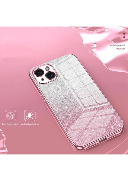 iPhone15 Plus Cep Telefonu Kılıfı Şok Geçirmez Gradient Glitter Hassas Kesim Tpu Cover-Cransparent (Yurt Dışından)