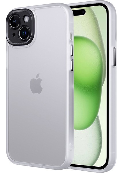 iPhone15 Plus Artı Cep Telefonu Kasası Hassas Lens Kesimi Tpu+Pc Koruyucu Kapak Matte Beyaz (Yurt Dışından)