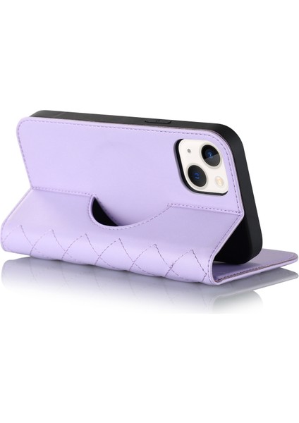 iPhone15 Pu Deri Kart Tutucu Kılıfı Stand Rfıd Engelleme Telefon Kapağı Magsafe-Purple ile Uyumlu (Yurt Dışından)