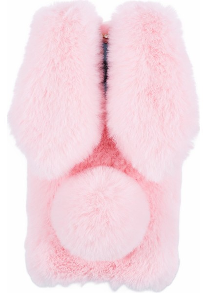 iPhone15 Pro Fluffy 3D Bunny Kulakları Kış Kış Sıcak Yumuşak Tpu Telefon Vaka-Pembe (Yurt Dışından)