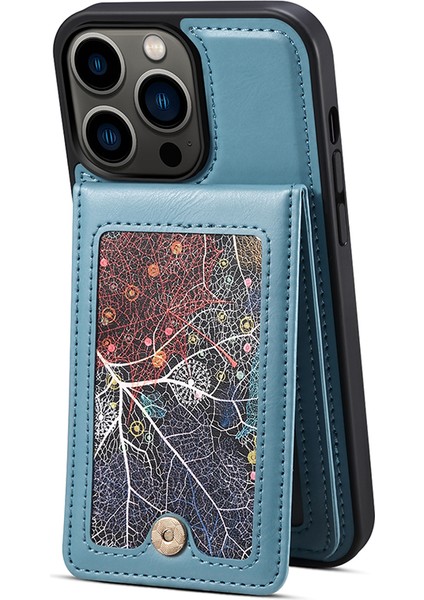 iPhone15 Pro Desen Basılı Kart Tutucu Kickstand Telefon Kılıfı Pu Deri+Tpu Uzun Kayış Mavisi ile Kapak (Yurt Dışından) fiyatları