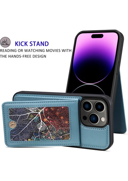 iPhone15 Pro Desen Basılı Kart Tutucu Kickstand Telefon Kılıfı Pu Deri+Tpu Uzun Kayış Mavisi ile Kapak (Yurt Dışından) fırsatları