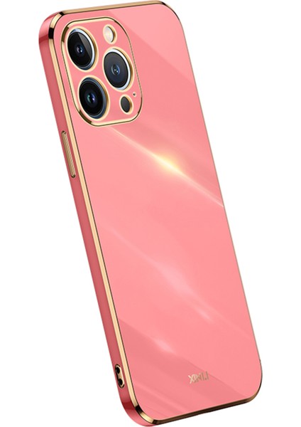 iPhone15 Pro-Çizelge Anti-Cratch Telefon Geri Kapak Elektraplatma Altın Edge Tpu Kasası Kırmı (Yurt Dışından)