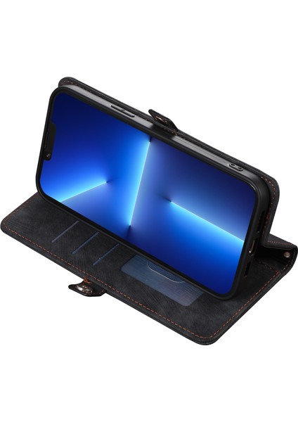 iPhone15 Plus Için Plus Görüntüleme Stand Cüzdan Kılıfı 9 Kart Yuvaları Zipper Cep Pu Deri Telefon Kapağı Strap-Brown (Yurt Dışından) fırsatları