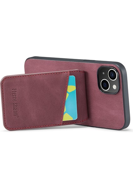 iPhone15 Kılıf Kartı Tutucu Damla Kanıtı Pu Deri+Tpu Telefon Kapak-Blue-Red (Yurt Dışından) indirimleri