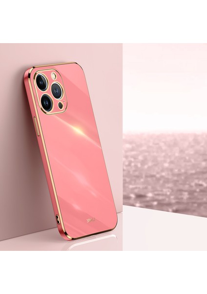 iPhone15 Pro-Çizelge Anti-Cratch Telefon Geri Kapak Elektraplatma Altın Edge Tpu Kasası Kırmı (Yurt Dışından)