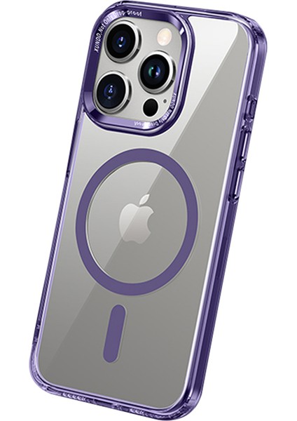 iPhone15 Pro Magnetic Case Pc+Tpu Net Telefon Kapağı Magsafe-Purple ile Uyumlu (Yurt Dışından)