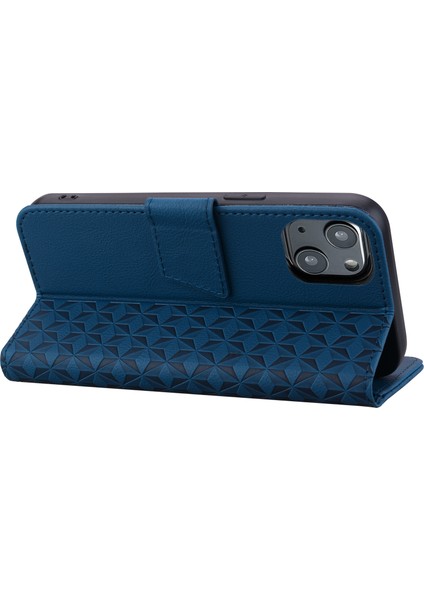 iPhone15 Plus Case Rhombus Için Cüzdan Stand-Sapfire ile Iş Deri Telefon Kapağı (Yurt Dışından)