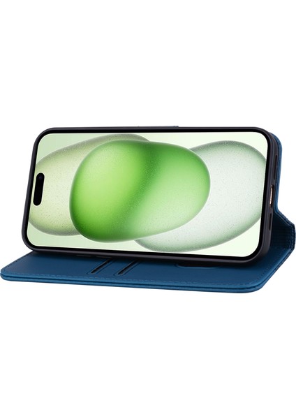 iPhone15 Plus Case Rhombus Için Cüzdan Stand-Sapfire ile Iş Deri Telefon Kapağı (Yurt Dışından)