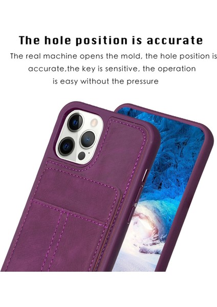 iPhone15 Pro Matte Pu Deri+Tpu Telefon Stand Kılıfı Önleme Önleyici Cep Telefonu Koruyucu Arka Kapak Mavisi (Yurt Dışından)
