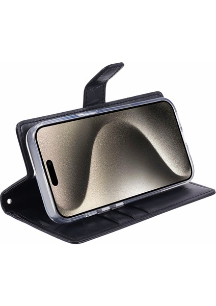 iPhone15 Pro Case Cüzdan Pu Deri Kapak Black Için Blue Moon (Yurt Dışından)
