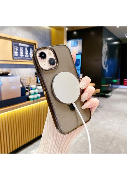 iPhone15 Plus Case Tpu+Akrilik Kickstand Manyetik Telefon Kapak-Atlatıcı Siyah (Yurt Dışından)