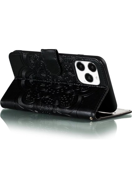 iPhone15 Pro Mandala Için Çiçek Kılıfı Pu Deri Stand Cüzdan Telefon Kapağı Black (Yurt Dışından) indirimleri