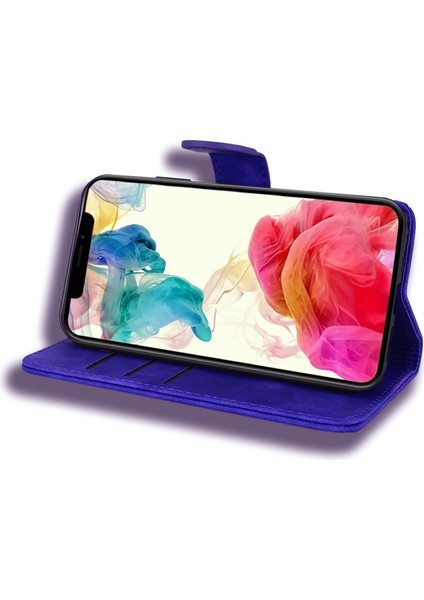 iPhone15 Plus Çizgiye Karşı Çizelge Anti Telefon Kapağı Buzağı Dokusu Stand Baskılı Çiçek Cüzdan Deri Kılıf-Doğru (Yurt Dışından)