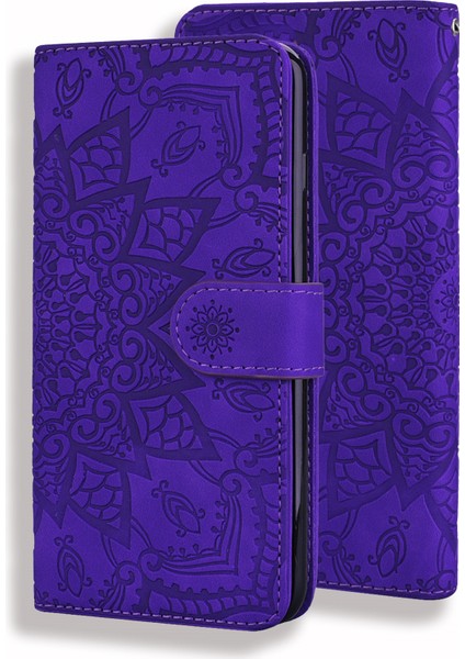 iPhone15 Plus Çizgiye Karşı Çizelge Anti Telefon Kapağı Buzağı Dokusu Stand Baskılı Çiçek Cüzdan Deri Kılıf-Doğru (Yurt Dışından)