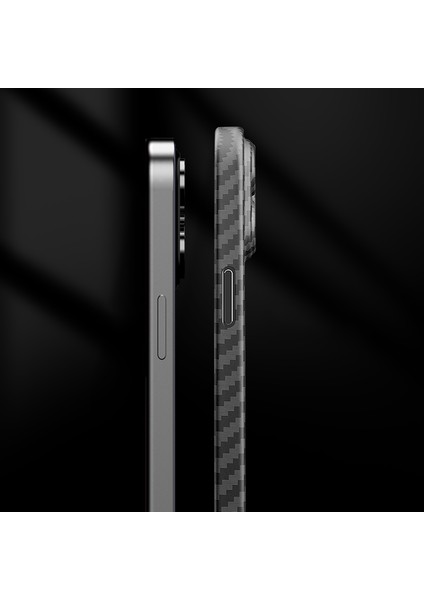 iPhone15 Pro Karbon Fiber Doku Için Şok Geçirmez Sert Pc Sırt Kasası Ultra Ince Telefon Kapağı (Yurt Dışından)