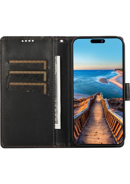 iPhone15 Pro Max Max Baca Droah Koşul Hatları Pu Deri Telefon Kapak Black (Yurt Dışından) fiyatları