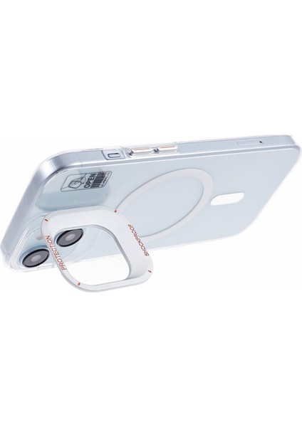 iPhone15 Plus Artı Manyetik Kasa Için Magsafe Lens Çerçeve Kickstand Telefon Kapak-Şeffaf (Yurt Dışından)