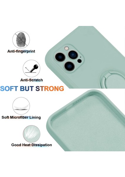 iPhone15 Pro Yüzük Kickstand Case Için Sıvı Silikon Anti-Çizgi Anti-Çizelge Telefon Kapağı, Halat-Cen (Yurt Dışından) modelleri