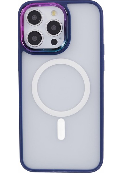 iPhone15 Pro Max Case Için Kırpma Dayanıklı Tpu+Pc Manyetik Telefon Magsafe-Dark Blue ile Uyumlu Kabuk Geri Kabuk (Yurt Dışından)