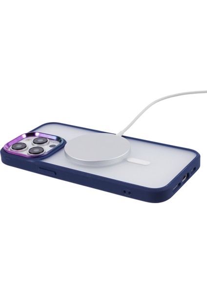 iPhone15 Pro Max Case Için Kırpma Dayanıklı Tpu+Pc Manyetik Telefon Magsafe-Dark Blue ile Uyumlu Kabuk Geri Kabuk (Yurt Dışından)