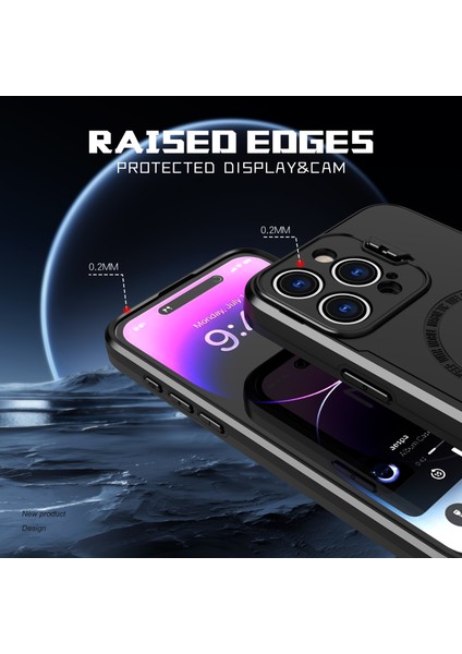 iPhone15 Pro Max Pc+Tpu Bırakma Koruma Korusu Lens Çerçeve Kickstand Telefon Kapağı Magsafe-Black ile Uyumlu (Yurt Dışından) indirimleri