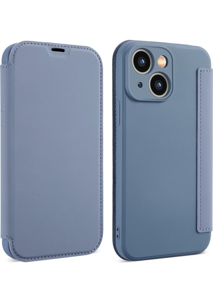 iPhone15 Plus Için Cilt Touch Telefon Kapağı Plus Kart Tutucu Kickstand Sıvı Silikon Koruyucu Case-Grey (Yurt Dışından)