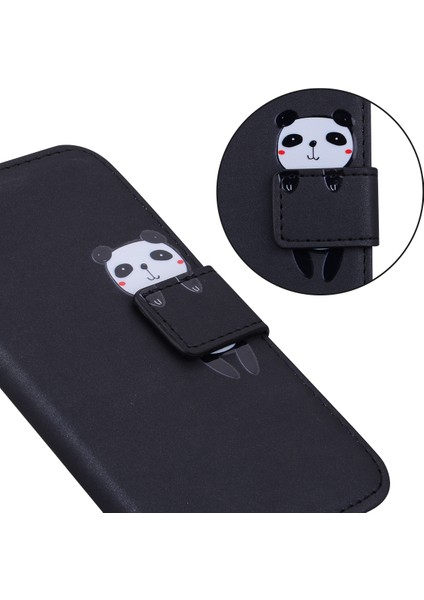 iPhone13 Pro 6.1 Inç Için Cover For Karikatür Hayvan Desen Pu Deri Cüzdan Cep Telefonu Kılıf Black (Yurt Dışından)