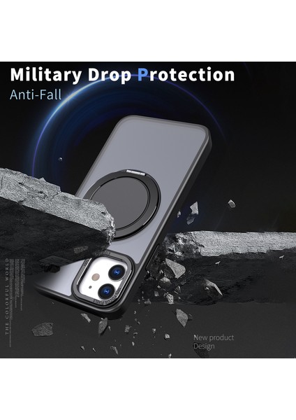 iPhone11 Manyetik Telefon Kasası Için Görünmez Dişli Yüzük Tutucusu Kickstand-Black (Yurt Dışından)