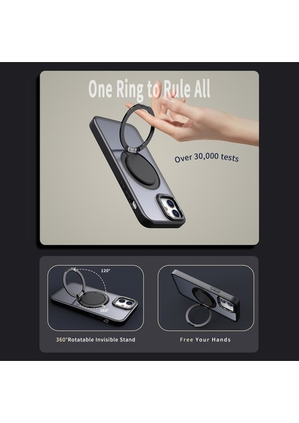 iPhone11 Manyetik Telefon Kasası Için Görünmez Dişli Yüzük Tutucusu Kickstand-Black (Yurt Dışından)