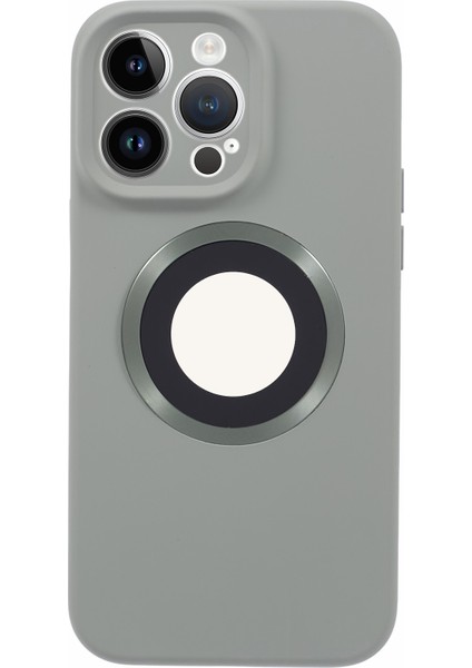 iPhone14 Pro Silikon+Pc Slim Case Magsafe Logo ile Uyumlu Slim Case Şok Geçirmez Telefon Kapak Işığı Yeşil (Yurt Dışından)