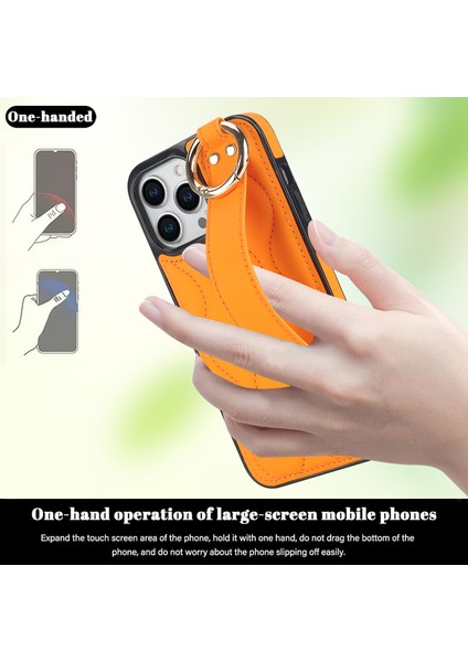 iPhone13 Pro Kickstand Case Wave Desen Anti Drop Pu+Tpu Telefon Koruyucu-Orange Için (Yurt Dışından)