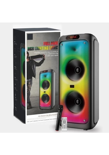 Ultratekno Brodu BTS-1387 Karaoke Hoparlör Ses Sistemi Kablosuz Mikrofonlu Bluetooth Hoparlör Rgb Party Box 70 Watt 2X10 Inç