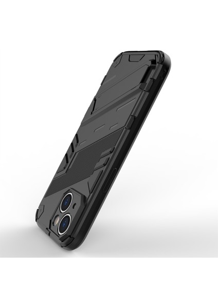 iPhone15 Plus Cep Telefonu Kılıfı Pc+Tpu Kickstand Damla Koruma Kabuk Black ile Arka Kapak (Yurt Dışından)