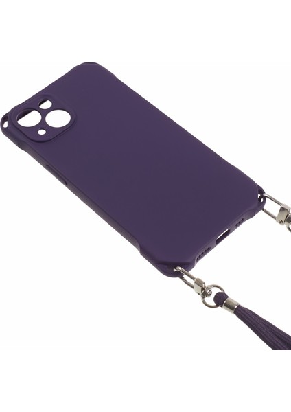 iPhone14 Plus Içintelefon Kapağı Artı Dört Köşe Kalınlaştırılmış Anti-Damla Tpu Arka Kasa Asılı Ip-Dark Mor ile (Yurt Dışından)